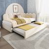 Polsterbett Ausziehbett 90/190x200 cm Samt Beige mit Lattenrost, ohne Matratze Bild 3