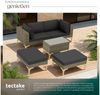 tectake Loungeset Rattan Sitzgruppe mit Sicherheitsglasplatte, schlanke, hohe Beine, (Gartenlounge-set Bellaria, 5-tlg, geeignet für Outdoor in Natur), wetterfest und UV-beständig, Dicke der Sitzpolster 8 cm Bild 4