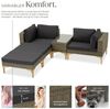 tectake Loungeset Rattan Sitzgruppe mit Sicherheitsglasplatte, schlanke, hohe Beine, (Gartenlounge-set Bellaria, 5-tlg, geeignet für Outdoor in Natur), wetterfest und UV-beständig, Dicke der Sitzpolster 8 cm Bild 3