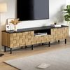 Mosaik-TV-Schrank, TV-Lowboard,2-türig mit Schublade, Wohnzimmer Medienkommode, Holzoptik, Spanplatte, Metallfüße, offenes Fach Bild 5