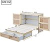Merax Doppelbett Schrankbett 140 x 200 cm, Holzbett, Jugendbett, Einzelbett, Wandbett mit Lattenrost, Wandklappbett, vertikales schrankbett, Rattan-Design, Holzfarbe Bild 4
