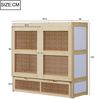 Merax Doppelbett Schrankbett 140 x 200 cm, Holzbett, Jugendbett, Einzelbett, Wandbett mit Lattenrost, Wandklappbett, vertikales schrankbett, Rattan-Design, Holzfarbe Bild 5