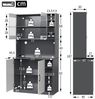 100x47x187cm Küchenbuffetschrank mit LED-Beleuchtung,Kabelloch,verstellbare Ablagen Bild 5