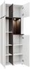 Hohe Vitrine Cross mit LED Beleuchtung in Weiß und Perla Elm Streifen 70x195 cm Bild 3