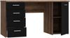 Schreibtisch >NET106< mit 4 Schubladen, in Schwarz/Schlammeiche Dekor - 145x76,3x60cm (BxHxT) Bild 5