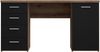 Schreibtisch >NET106< mit 4 Schubladen, in Schwarz/Schlammeiche Dekor - 145x76,3x60cm (BxHxT) Bild 3