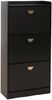 Schuhschrank HWC-O39, Schuhkipper Schuhregal 3 Klappen Klappfächer MDF Melamin Metall 117x60x24cm ~ Holzoptik schwarz Bild 5