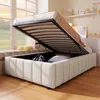 Futonbett mit Lattenrost und Aufbewahrung, 90x200 cm, Einzelbett, Leinen Bild 2
