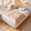 Futonbett mit Lattenrost und Aufbewahrung, 90x200 cm, Einzelbett, Leinen Bild 4