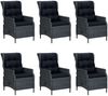 vidaXL 7-tlg. Garten-Essgruppe mit Auflagen Poly Rattan Dunkelgrau 3060136 Bild 3