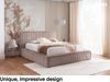 MEBLINI Polsterbett 160x200 mit Lattenrost mit Matratze - MESUT - Hellbraun Cordstoff - Bubble Bett - Cloud Bett - Marshmallow Bed - Kopfteil Bett mit Stauraum Bild 2