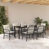 vidaXL Garten Essgruppe mit Kissen 7 pcs Schwarz Poly-Rattan 3380201 Bild 4