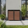 STEELSØN 'Kestra' Mülltonnenbox 2er je 240 Liter, graphitschwarz mit Nußbaum-Holzoptik, Mülltonnenverkleidung aus Stahl, wetterfest, 116x80x134 cm, Müllbox für 2 Tonnen Bild 2