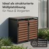 STEELSØN 'Kestra' Mülltonnenbox 2er je 240 Liter, graphitschwarz mit Nußbaum-Holzoptik, Mülltonnenverkleidung aus Stahl, wetterfest, 116x80x134 cm, Müllbox für 2 Tonnen Bild 3