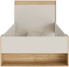 Forte WEXLIN Bettgestell, Liegefläche 90 x 200 cm, modernes Bett mit Schublade und Regal, Kinder- und Jugendzimmer, Kaschmir|Beige|Mauvella Eiche Holzdekor, 100 cm breit x 96,3 cm hoch x 210,8 cm tief Bild 2