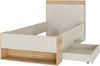 Forte WEXLIN Bettgestell, Liegefläche 90 x 200 cm, modernes Bett mit Schublade und Regal, Kinder- und Jugendzimmer, Kaschmir|Beige|Mauvella Eiche Holzdekor, 100 cm breit x 96,3 cm hoch x 210,8 cm tief Bild 5