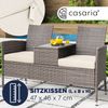 Casaria Gartenbank Poly Rattan Tisch inkl. 7cm Auflagen Creme Bild 3