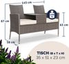 Casaria Gartenbank Poly Rattan Tisch inkl. 7cm Auflagen Creme Bild 5