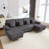 LVHOM U-Form Ecksofa mit Schlaffunktion & LED-Beleuchtung, Wohnzimmersofa mit USB-Anschluss, Cord Stoff Couch Sofa Bild 3