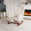 PXloue Schaukelstuhl Stillsessel Relaxsessel Loungesessel, mit Holzsockel Fußstütze Verdicken,Leinen,67 x 64 x 99 cm Bild 5