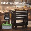 Werkstattwagen Profi Compact unbestückt 85 x 68 x 46 cm Holzplatte 4 Schubladen Lochwand Ablage sw Bild 2