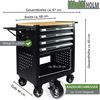 Werkstattwagen Profi Compact unbestückt 85 x 68 x 46 cm Holzplatte 4 Schubladen Lochwand Ablage sw Bild 3