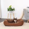 lionto Hundesofa, modernes Hundebett mit rutschfester Unterseite, abnehmbarem Bezug & Plüsch-Innenmaterial, 75x60 cm, braun Bild 2