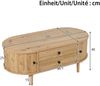 Couchtisch oval vertikale Leisten Schiebetüren 2 Schubladen MDF Bild 3