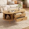 Couchtisch oval vertikale Leisten Schiebetüren 2 Schubladen MDF Bild 4