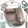 KESSER® 'Haiti' Hängesessel, 360° drehbar, UV-beständig & wasserfest, inkl. 2 Kissen, Tragetasche, Flaschenhalter & Montage-Set, grün/taupe, bis 150 kg belastbar Bild 5