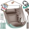 KESSER® 'Haiti' Hängesessel, 360° drehbar, UV-beständig & wasserfest, inkl. 2 Kissen, Tragetasche, Flaschenhalter & Montage-Set, grün/taupe, bis 150 kg belastbar Bild 4