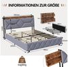 Gdood Polsterbett Stauraumbett Doppelbett Mit Ladestation (1-tlg, Mit Vier extra große Schubladen), Mit Verstecktes Lagerregal, USB + TYPE-C, Leinen, 160x200 cm Bild 3