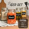 Praknu Vorratsglas 4 Einmachgläser mit Bügelverschluss 1,5l - Mit Etiketten, Stift und, Glas, (Set, 4-tlg), Luftdichte Deckel mit Dichtung, Vorratsbehälter für Lebensmittel Bild 2