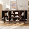 BlingBin Sideboard Kommode Buffetschrank Rillenoptik mit Lamellen-Schiebetüren (1 St, mit 4 Türen,verstellbarem Einlegeboden, Metallgriffen,150 x 40 x 79 cm), Skandinavischer Stil in Holzoptik,für Wohnzimmer Schlafzimmer Flur Bild 2