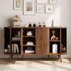 BlingBin Sideboard Kommode Buffetschrank Rillenoptik mit Lamellen-Schiebetüren (1 St, mit 4 Türen,verstellbarem Einlegeboden, Metallgriffen,150 x 40 x 79 cm), Skandinavischer Stil in Holzoptik,für Wohnzimmer Schlafzimmer Flur Bild 4