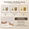 Lexzurn Schminktisch Schminktisch mit LED-Beleuchtung, Kosmetiktisch mit Spiegel, 4 Schubladen+6 offene Fächer, Helligkeit verstellbar, 92.6x132x36 cm Bild 3