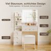 Lexzurn Schminktisch Schminktisch mit LED-Beleuchtung, Kosmetiktisch mit Spiegel, 4 Schubladen+6 offene Fächer, Helligkeit verstellbar, 92.6x132x36 cm Bild 4
