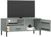 vidaXL TV-Schrank OSLO mit Metallbeinen Grau Massivholz Kiefer [351022] Bild 3