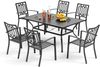 PHI VILLA Garten-Essgruppe, (Wetterfest Gartengarnitur Set 6 Personen mit, Stapelbare Stühle Terrassenmöbel Set), Outdoor Bistro Möbel Sets Metall Bild 5