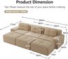 3-Sitzer Sofa 293x177x69 cm aus Cordstoff rahmenlos modular mit 3 Hockern, beige Bild 4