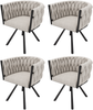 Merax Leinen-Esszimmerstuhl, 4er set, Schlafzimmer-Drehstuhl, Freizeit-Drehstuhl mit vier Stützbeinen aus Metall, Leinen beige und schwarz Bild 3