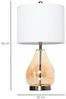 HOMCOM Tischleuchte Nachttischlampe, Ein-,Ausschalter, 1 x E27 (nicht im Lieferumfang enthalten), 2-Set Tischlampen E27 Nachttischlampe Leinen Glas Bernstein Bild 2