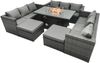 Fimous Rattan-Gartenmöbel Firepit Set Outdoor 11-Sitzer Esstisch Set mit Glasplatte Bild 2