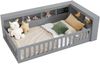 Kindereinzelbett 90×200 cm aus Spanplatte und MDF mit USB-Anschluss, Steckdose und Stauraum, grau Bild 5
