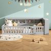Kindereinzelbett 90×200 cm aus Spanplatte und MDF mit USB-Anschluss, Steckdose und Stauraum, grau Bild 3