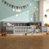 Kindereinzelbett 90×200 cm aus Spanplatte und MDF mit USB-Anschluss, Steckdose und Stauraum, grau Bild 2