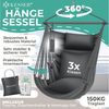 KESSER® Hängesessel Haiti 150kg Traglast, Hängestuhl 360° Drehung, Hängeschaukel Indoor-Outdoor UV-beständig & Wasserfest, Pflegeleicht, Inkl. 2 Kissen, Tragetasche, Flaschenhalter & Montage-Set Anthrazit / Anthrazit Bild 2