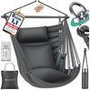 KESSER® Hängesessel Haiti 150kg Traglast, Hängestuhl 360° Drehung, Hängeschaukel Indoor-Outdoor UV-beständig & Wasserfest, Pflegeleicht, Inkl. 2 Kissen, Tragetasche, Flaschenhalter & Montage-Set Anthrazit / Anthrazit Bild 5