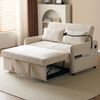 Ausziehbares Schlafsofa 2-Sitzer mit USB-Anschluss & verstellbarer Rückenlehne mit Kissen und Stauraumtaschen,multifunktionales,Beige Bild 3