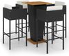 vidaXL 5-tlg. Gartenbar-Set mit Kissen Poly Rattan Schwarz 3094800 Bild 2